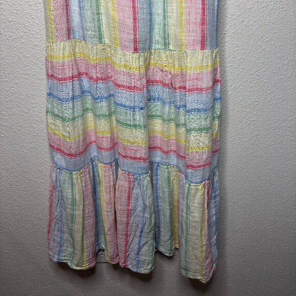 Urban Outfitters Sz S Rainbow Striped Flowy Maxi Dress - Picture 4 of 6